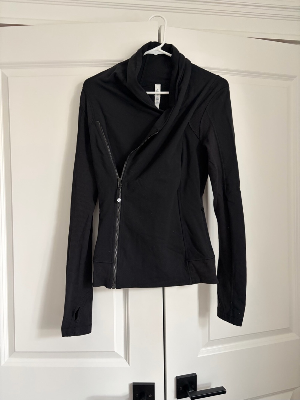 lululemon athletica Black Asymmetrical Zip Bomber Jacket